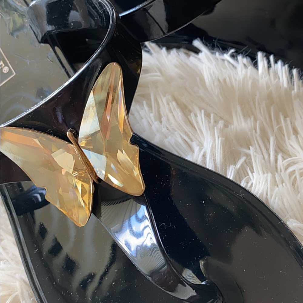 CITRINE BUTTERFLY 🦋 EMBELLISHED JELLY SANDAL - Picture 2 of 4